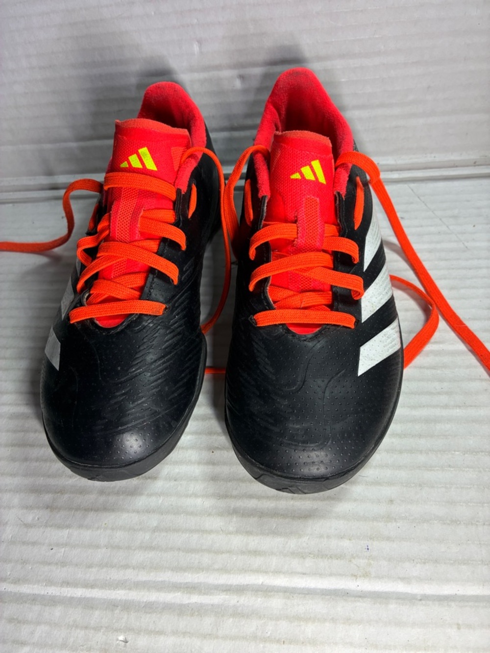adidas Black Soccer Cleats with Bright Orange Accents USED SKU IG54442